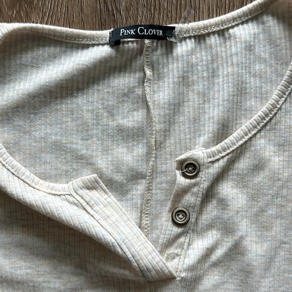 Pink Clover Bronte Henley Knit Tee Shirt Cream Size Small - Picture 2 of 3